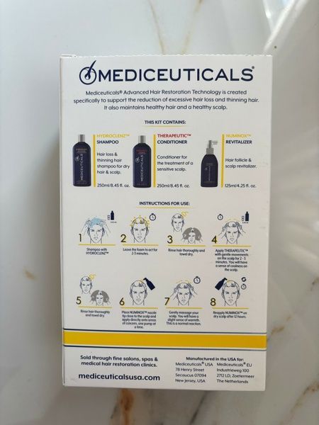 Mediceuticals zestaw do pielęgnacji suchych włos&oacute;w i sk&oacute;ry głowy z tendencją do przerzedzania dla mężczyzn (Hydraclenz&trade; 250ml, Therapeutic&trade; 250ml, Numinox&trade; 125ml) 51008 zdjęcia