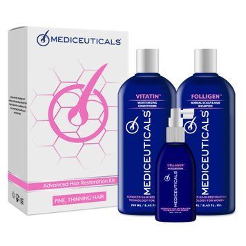 Mediceuticals zestaw do pielęgnacji włos&oacute;w cienkich i z tendencją do przerzedzania dla kobiet (Folligen&trade; 250ml, Vitatin&trade; 250ml, Cellagen&trade; 125ml) 52009 zdjęcia