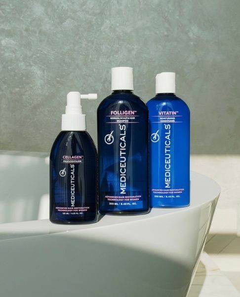 Mediceuticals zestaw do pielęgnacji włos&oacute;w cienkich i z tendencją do przerzedzania dla kobiet (Folligen&trade; 250ml, Vitatin&trade; 250ml, Cellagen&trade; 125ml) 52009 zdjęcia